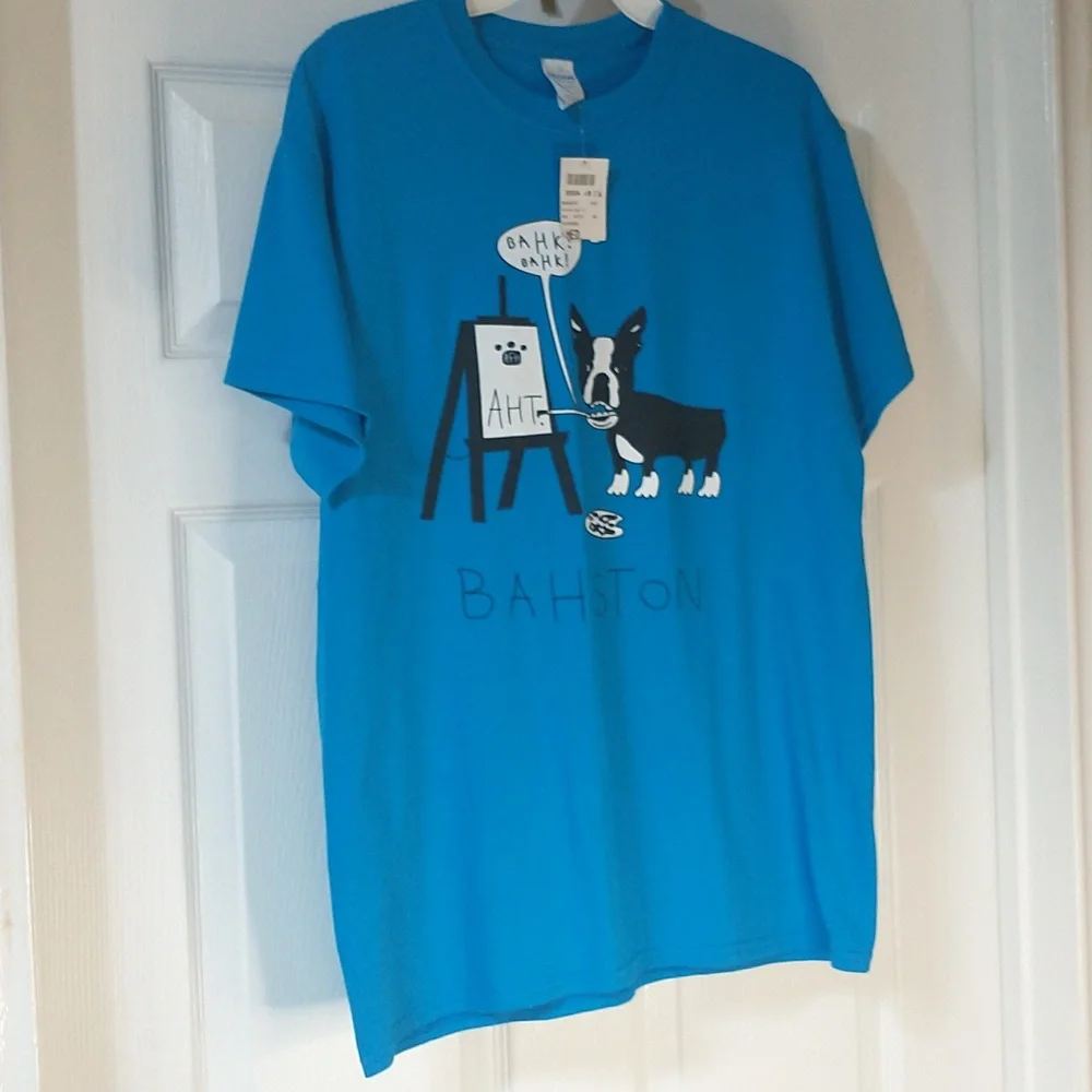 NWT size medium ladies blue Boston terrier short sleeve T-shirt excellent cond. - Picture 3 of 6